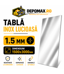Tabla inox lucioasa BA, 1.5 x 1500 x 3000 mm, 4.5 mp Tabla inox lucioasa BA, 1.5 x 1500 x 3000 mm, 4.5 mp